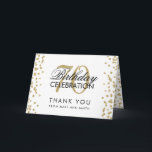 Gold 70th Birthday Thank you Glitter Confetti Card<br><div class="desc">Elegant 70th Birthday Party Gold Faux Glitter Confetti White template. Easy to use and easy to personalise. Order Today!</div>