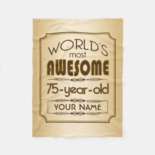 Gold 75th Birthday Celebration World Best Fabulous Fleece Blanket (Front)