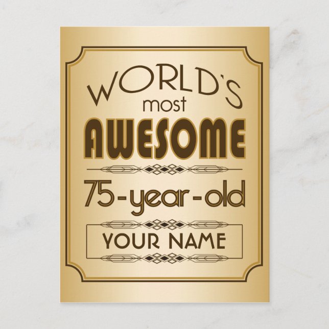Gold 75th Birthday Celebration World Best Fabulous Invitation Postcard (Front)
