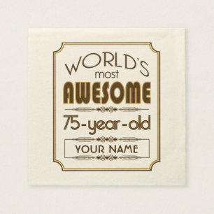 Gold 75th Birthday Celebration World Best Fabulous Napkin