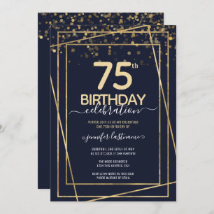 Gold 75th Birthday Party Budget Invitation