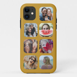 Gold 7 Photo Collage Square Template iPhone Case