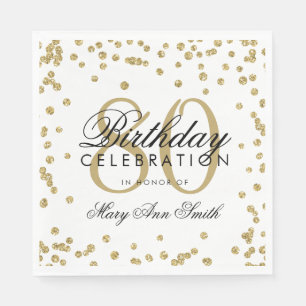 Gold 80th Birthday Glitter Confetti Napkin