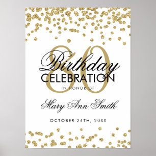 Gold 80th Birthday Glitter Confetti Poster