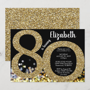 Gold 80th Birthday Invitation - 70th Invitation