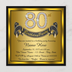 Gold 80th Birthday Party Invitation