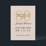 Gold 80th Birthday Save the Date Details Champagne Invitation<br><div class="desc">Elegant "80th Birthday Party" design with a formal typography script,  custom name and details text. Easy to use and easy to personalise. Order Today!</div>