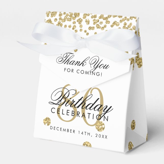 Gold 80th Birthday Thank You Confetti Favour Box (Front Side)