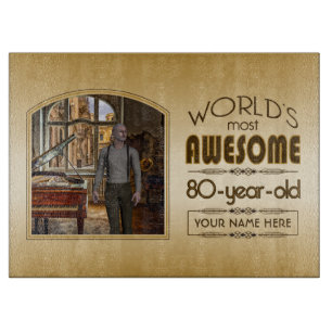 Gold 80th Birthday World’s Best Custom Photo Frame Cutting Board