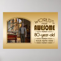 Gold 80th Birthday World’s Best Custom Photo Frame
