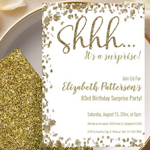 Gold 83rd Surprise Birthday Party Invitation