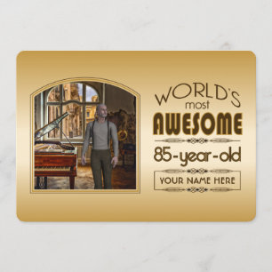 Gold 85th Birthday World’s Best Custom Photo Frame Invitation