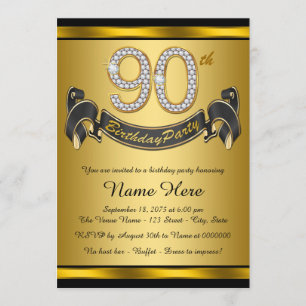 Gold 90th Birthday Party Invitation