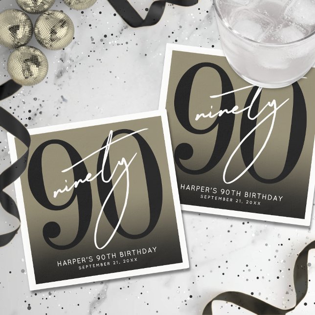 Gold 90th Birthday Party Napkin (Gold 90th Birthday Party Napkins)
