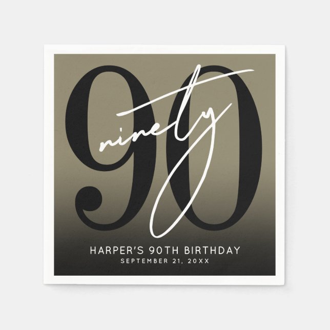 Gold 90th Birthday Party Napkin (Front)