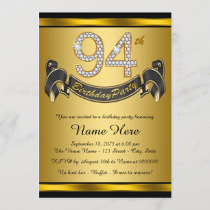 Gold 94th Birthday Party Invitation