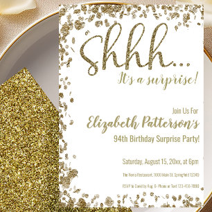 Gold 94th Surprise Birthday Party Invitation