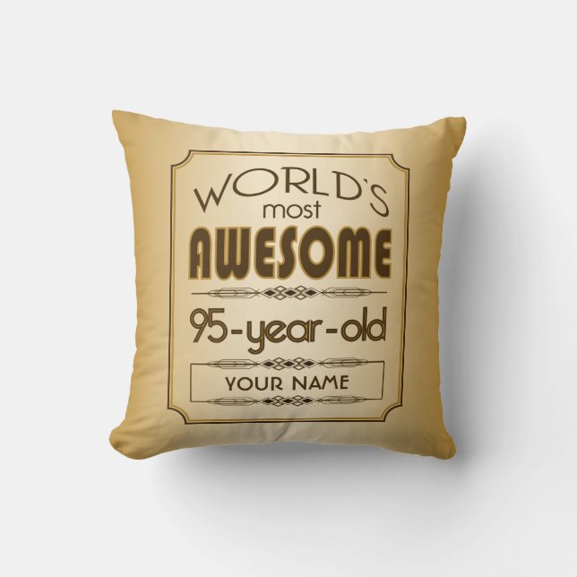Gold 95th Birthday Celebration World Best Fabulous Cushion (Front)