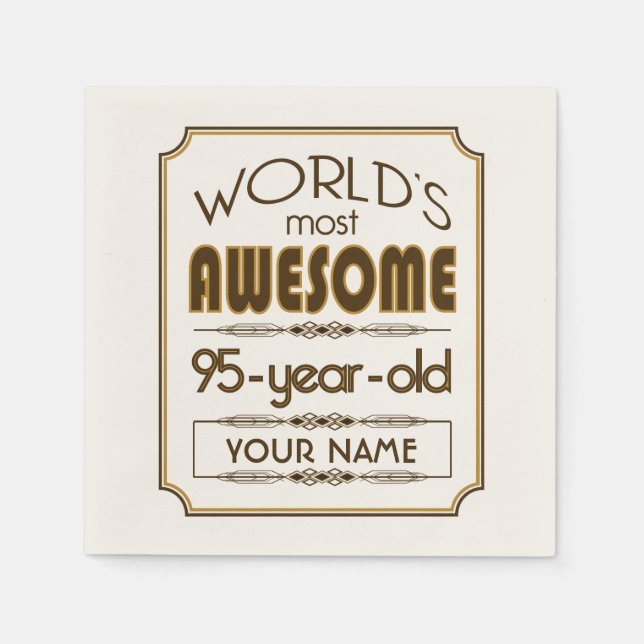Gold 95th Birthday Celebration World Best Fabulous Napkin (Front)