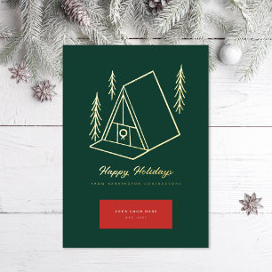 Gold A Frame Real Estate Business Foil Holiday Card