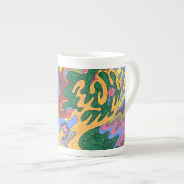 "Gold" Abstract Art Bone China Mug (Front Right)