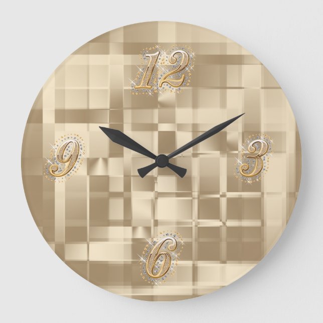 Gold Abstract Bling Wall Clock (Front)