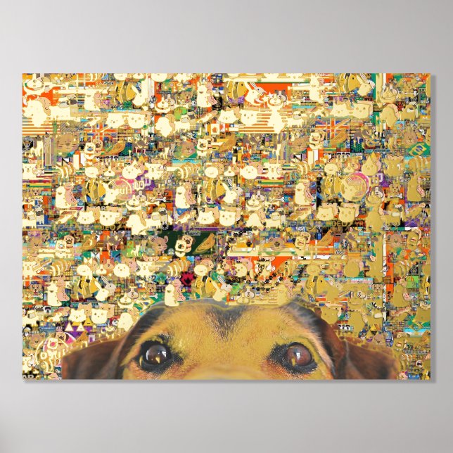 gold abstract blurred pixel art and dog foil prints (Front)