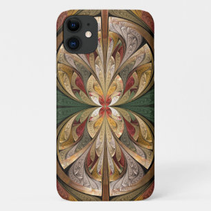 Gold Abstract Butterfly Stained Glass Pattern iPhone 11 Case