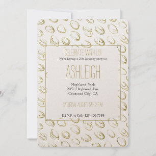 Gold Abstract Circles birthday Invitation
