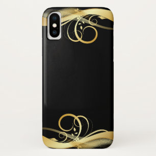 gold abstract design on black iPhone x case
