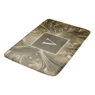 Gold Abstract Flourish Monogram Bath Mat