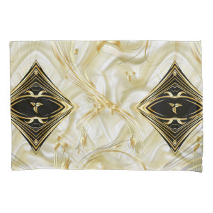Gold Abstract flowers & Black on Champane silk Pil Pillowcase