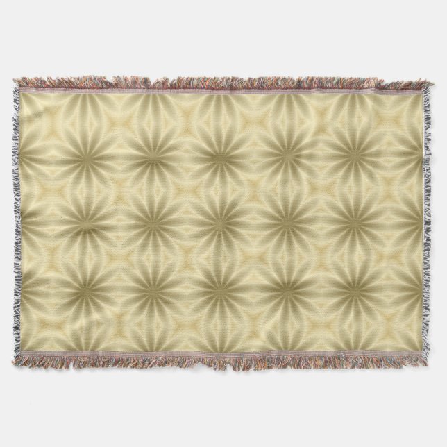 Gold Abstract Flowers Throw Blanket (Front)