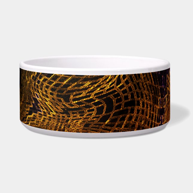 Gold Abstract Large Ceramic Pet Bowl (Front)