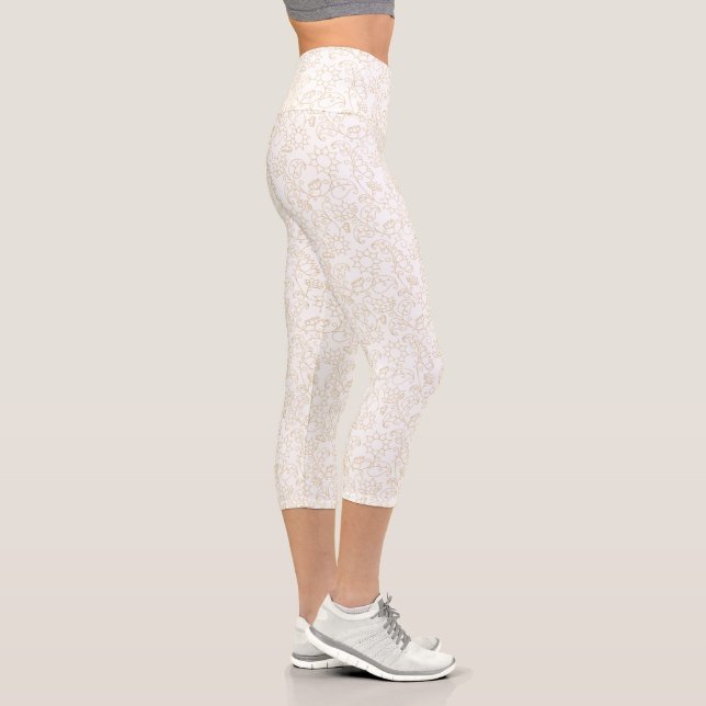 Gold Abstract On White Leggings (Right)