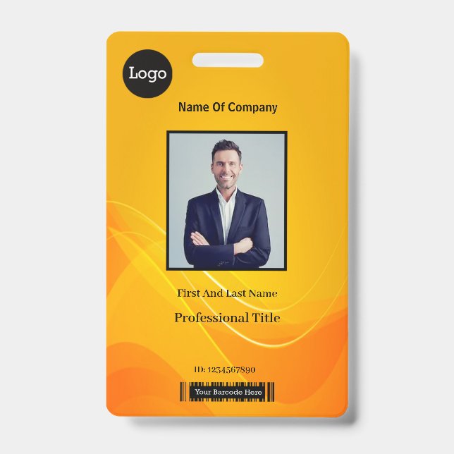Gold Abstract  Photo Identification ID Badge (Front)