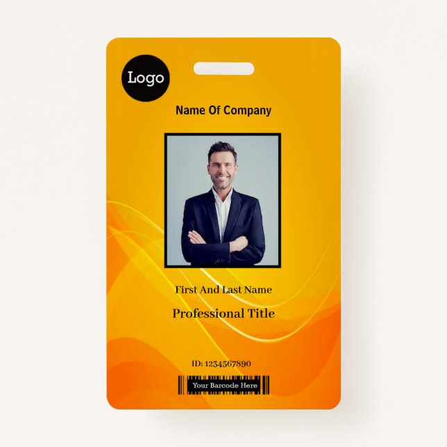 Gold Abstract  Photo Identification ID ID Badge (Front)