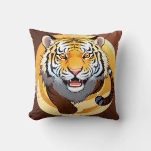 Gold Abstract Tiger Illustration Cushion