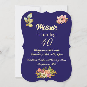Gold Acanthus 40th Birthday Party Invitation