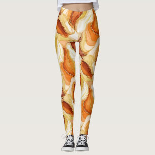 Gold Accented Fluid Art - Sienna Marble (11) Leggings