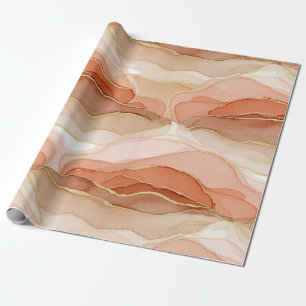 Gold Accented Fluid Art - Sienna Marble (1) Wrapping Paper