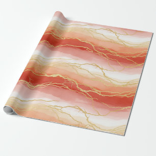 Gold Accented Fluid Art - Sienna Marble (2) Wrapping Paper