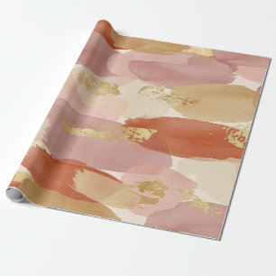 Gold Accented Fluid Art - Sienna Marble (7) Wrapping Paper