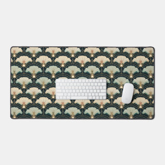 Gold Accented Japanese-inspired Fan Desk Mat