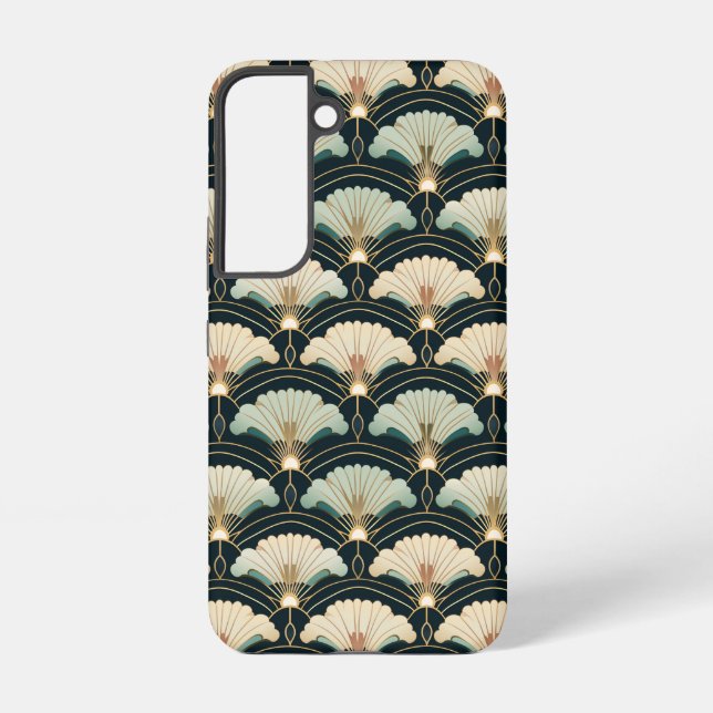 Gold Accented Japanese-inspired Fan Samsung Galaxy S22 Case (Back)