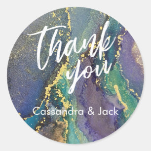 Gold Accented Liquid Abstract Art Casual Hand Classic Round Sticker