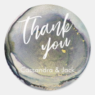 Gold Accented Liquid Abstract Art Casual Hand Classic Round Sticker