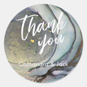 Gold Accented Liquid Abstract Art Casual Hand Classic Round Sticker