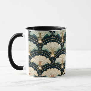 Gold Accented Patterned Japanese-inspired Mug