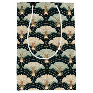 Gold Accented Patterned Japanese-inspired Set of Medium Gift Bag